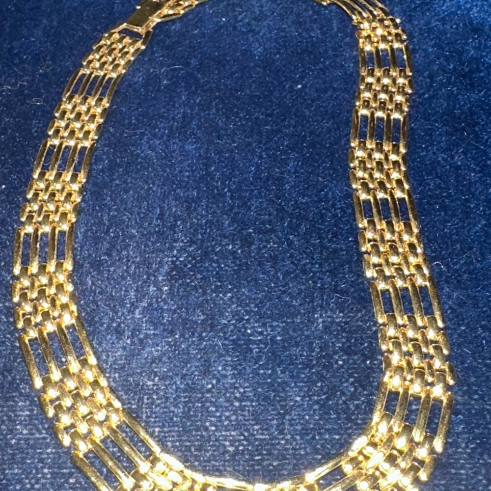 Vintage Napier Gold Tone Choker Necklace | 1970s Designer Statement | 6″ Hang